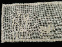 Load image into Gallery viewer, Mary Card Designed "Swan and Iris" English Chart No 66. Collectible Vintage Filet Crochet Long Lace Panel or Table Runner