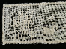Load image into Gallery viewer, Mary Card Designed "Swan and Iris" English Chart No 66. Collectible Vintage Filet Crochet Long Lace Panel or Table Runner