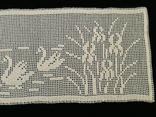 Load image into Gallery viewer, Mary Card Designed "Swan and Iris" English Chart No 66. Collectible Vintage Filet Crochet Long Lace Panel or Table Runner