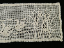 Load image into Gallery viewer, Mary Card Designed "Swan and Iris" English Chart No 66. Collectible Vintage Filet Crochet Long Lace Panel or Table Runner