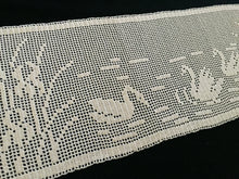 Load image into Gallery viewer, Mary Card Designed "Swan and Iris" English Chart No 66. Collectible Vintage Filet Crochet Long Lace Panel or Table Runner