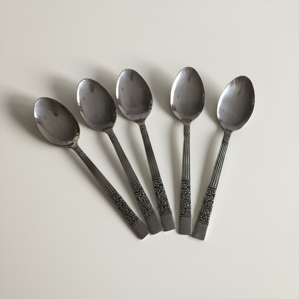 Vintage Set of 5 Stainless Steel Teaspoons