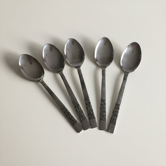 Vintage Set of 5 Stainless Steel Teaspoons