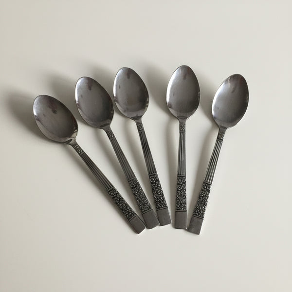 Vintage Set of 5 Stainless Steel Teaspoons