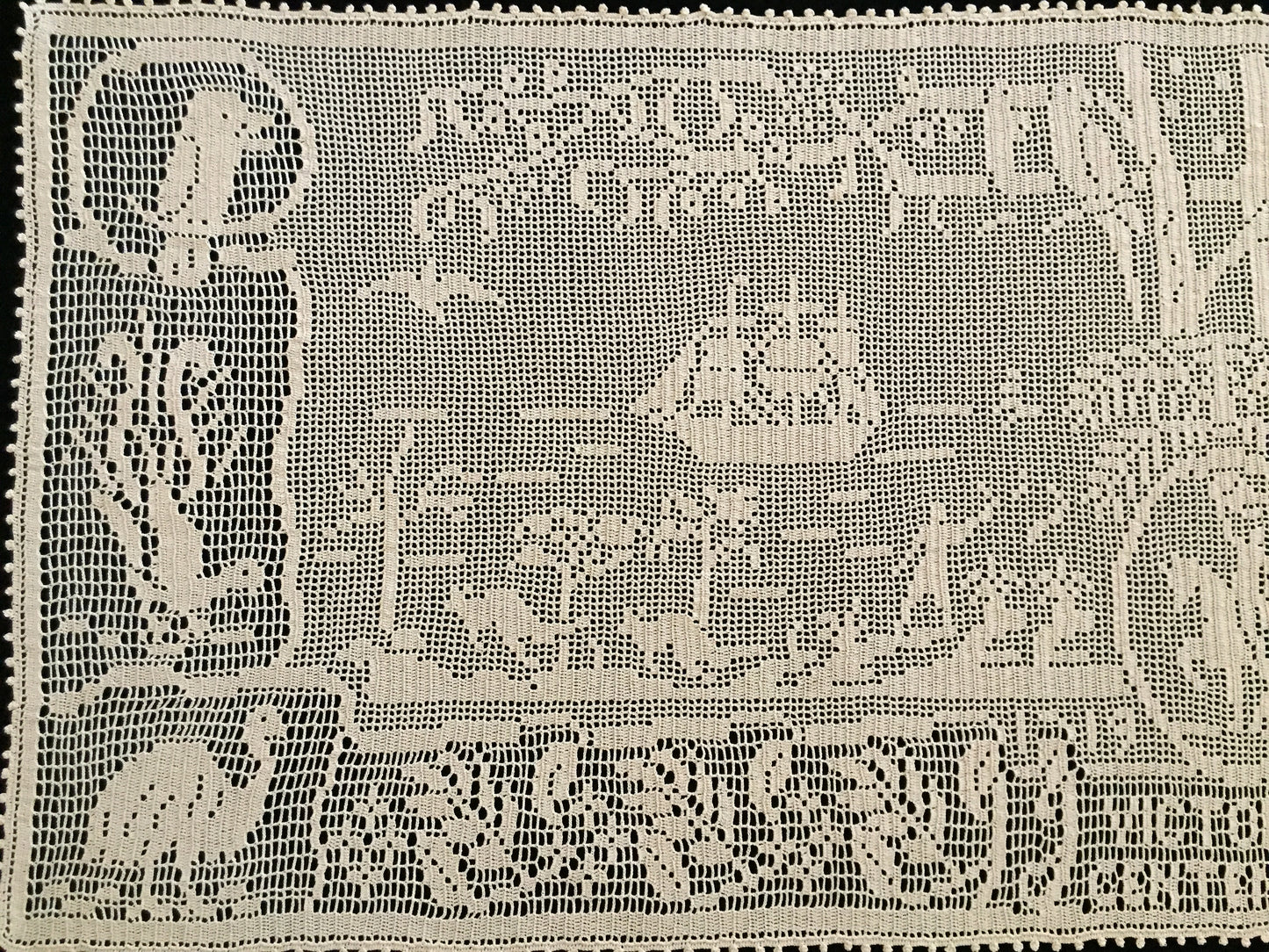 Mary Card Designed 1934 Victorian (Australian) Souvenir of the Centenary Table Runner/Sideboard Cloth