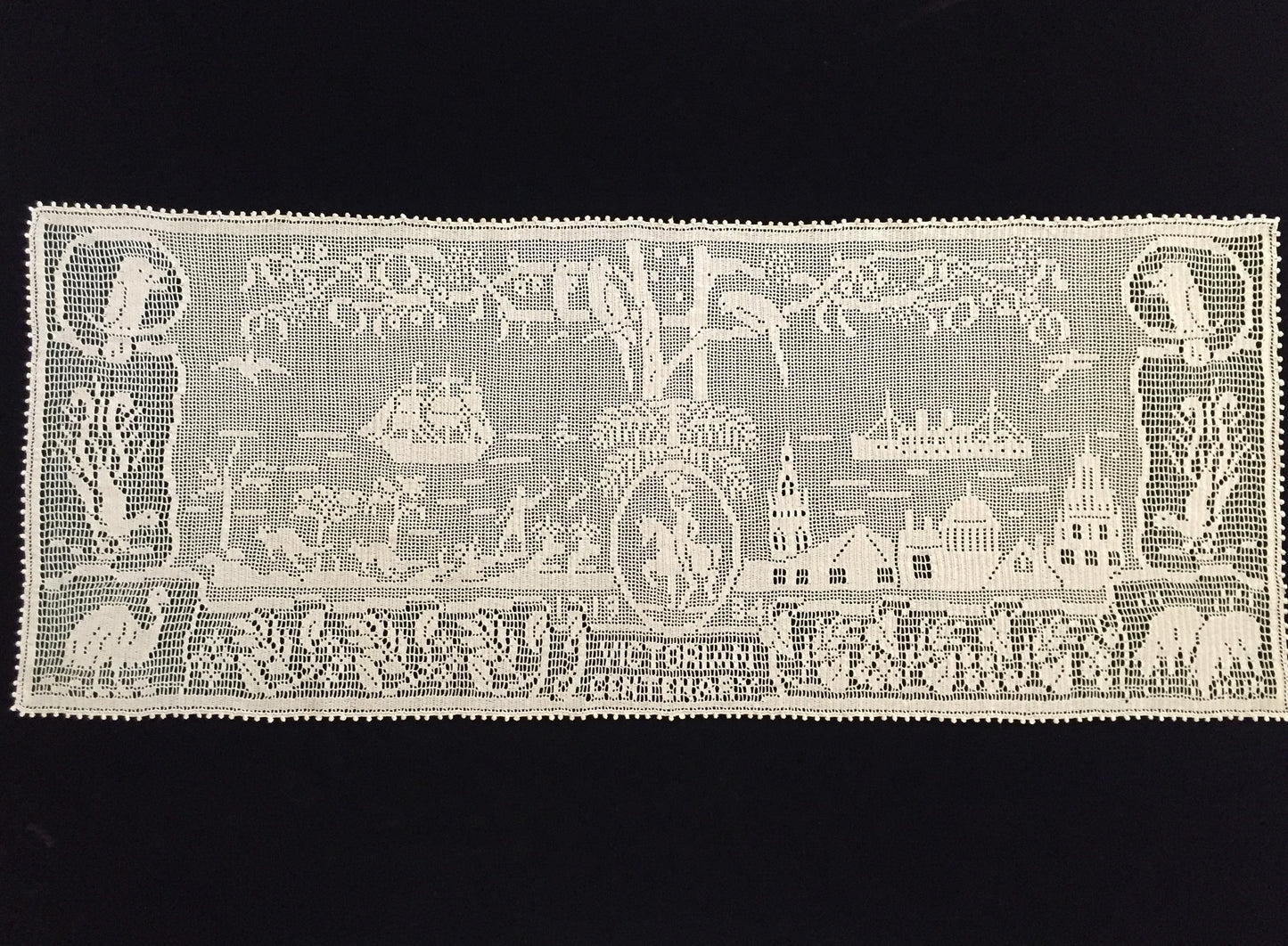 Mary Card Designed 1934 Victorian (Australian) Souvenir of the Centenary Table Runner/Sideboard Cloth