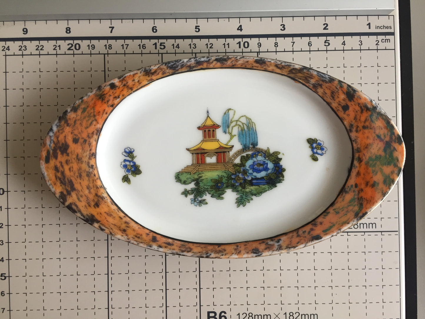 Moschendor Bavaria Vintage Ring Dish Duo, Oriental Design, Gold Trim