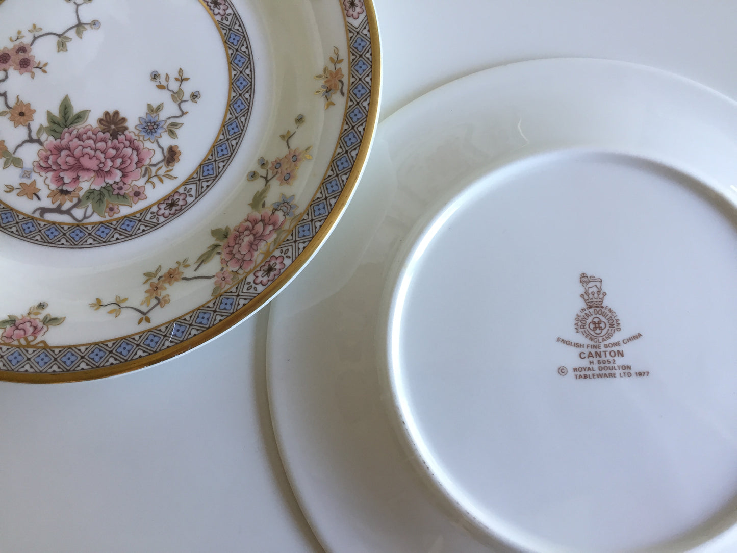 Vintage 1970s Royal Doulton Fine Bone China Canton (H 5052) Dessert Plate Trio