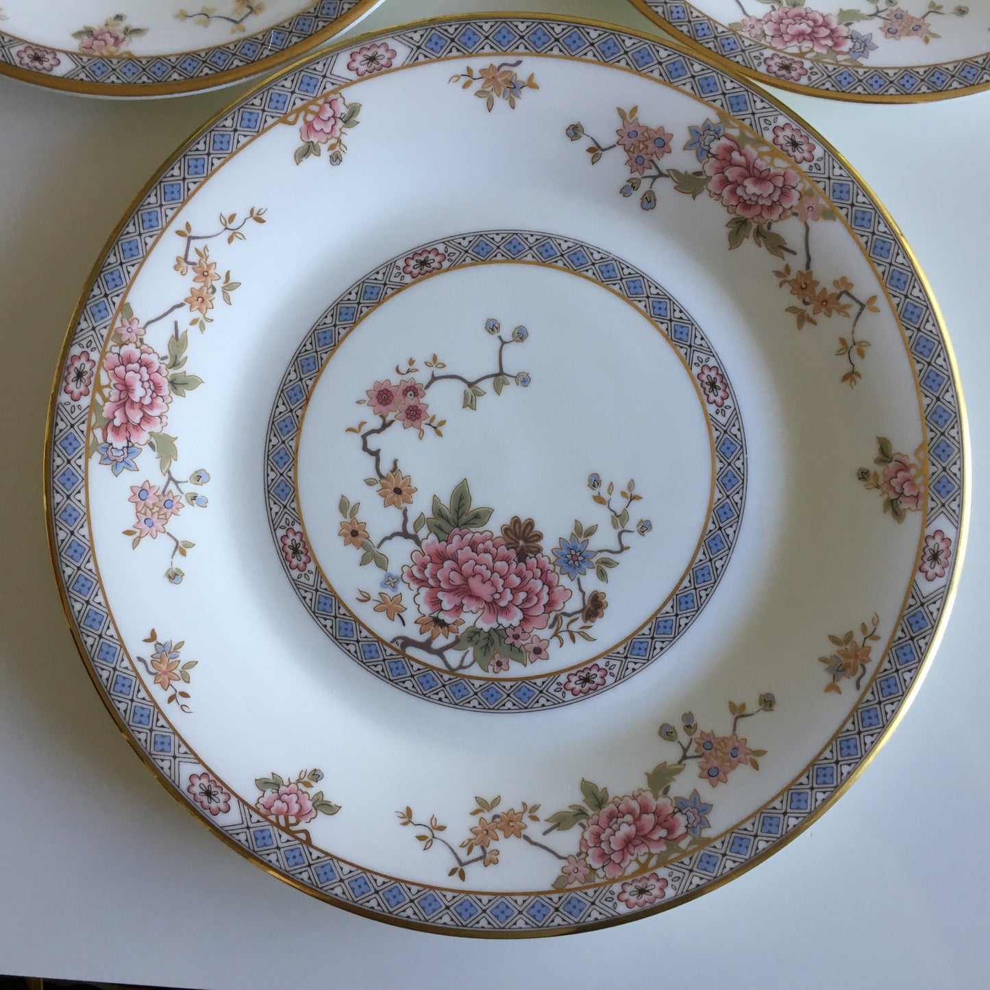 Vintage 1970s Royal Doulton Fine Bone China Canton (H 5052) Dessert Plate Trio