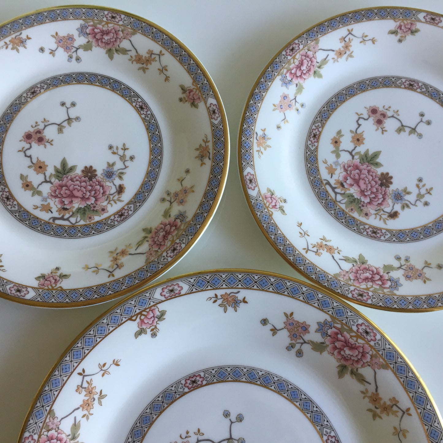 Vintage 1970s Royal Doulton Fine Bone China Canton (H 5052) Dessert Plate Trio