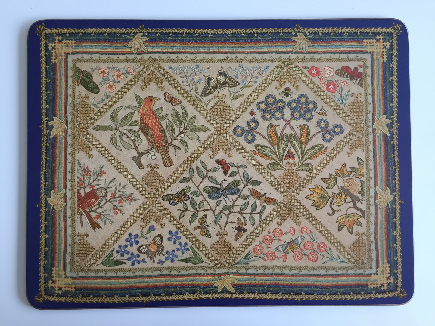 1990s Vintage Set of 12 Pimpernel "EMBROIDERY" Placemats & Drink Coasters