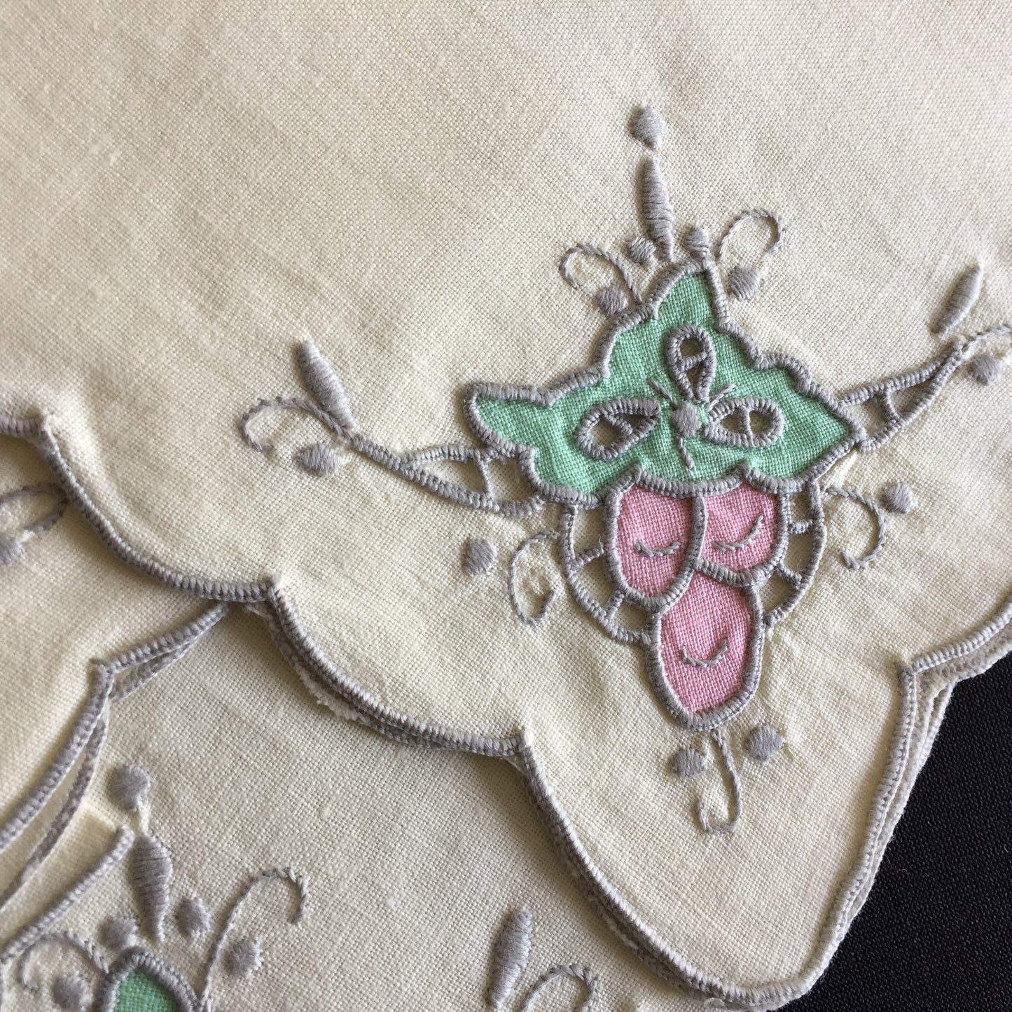 A Set of 6 of Madeira Cutwork Hand Embroidered and Appliqued Vintage Napkins