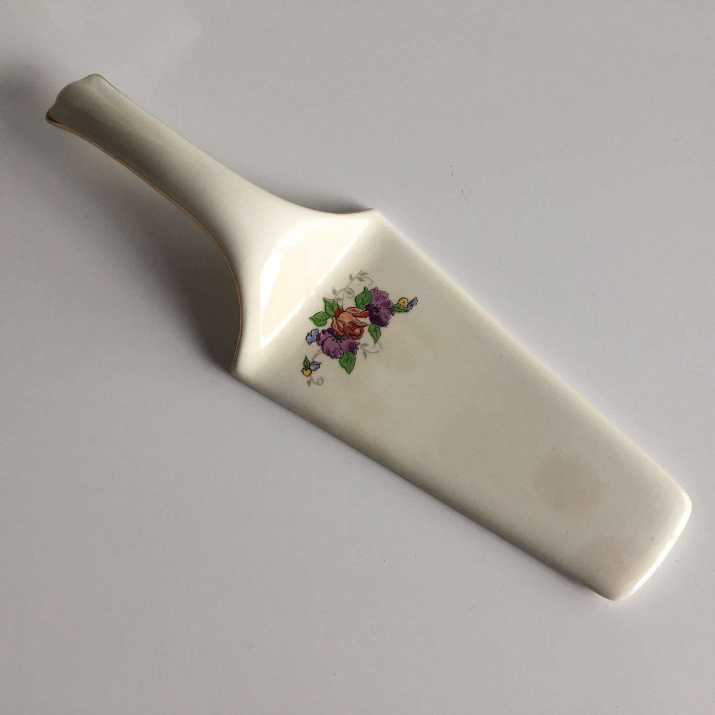 English Vintage Ceramic Cake Serving Spatula with Floral Pattern