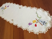 Load image into Gallery viewer, Australian Vintage Hand Embroidered Table Runner | Butterfly | Windmill Design