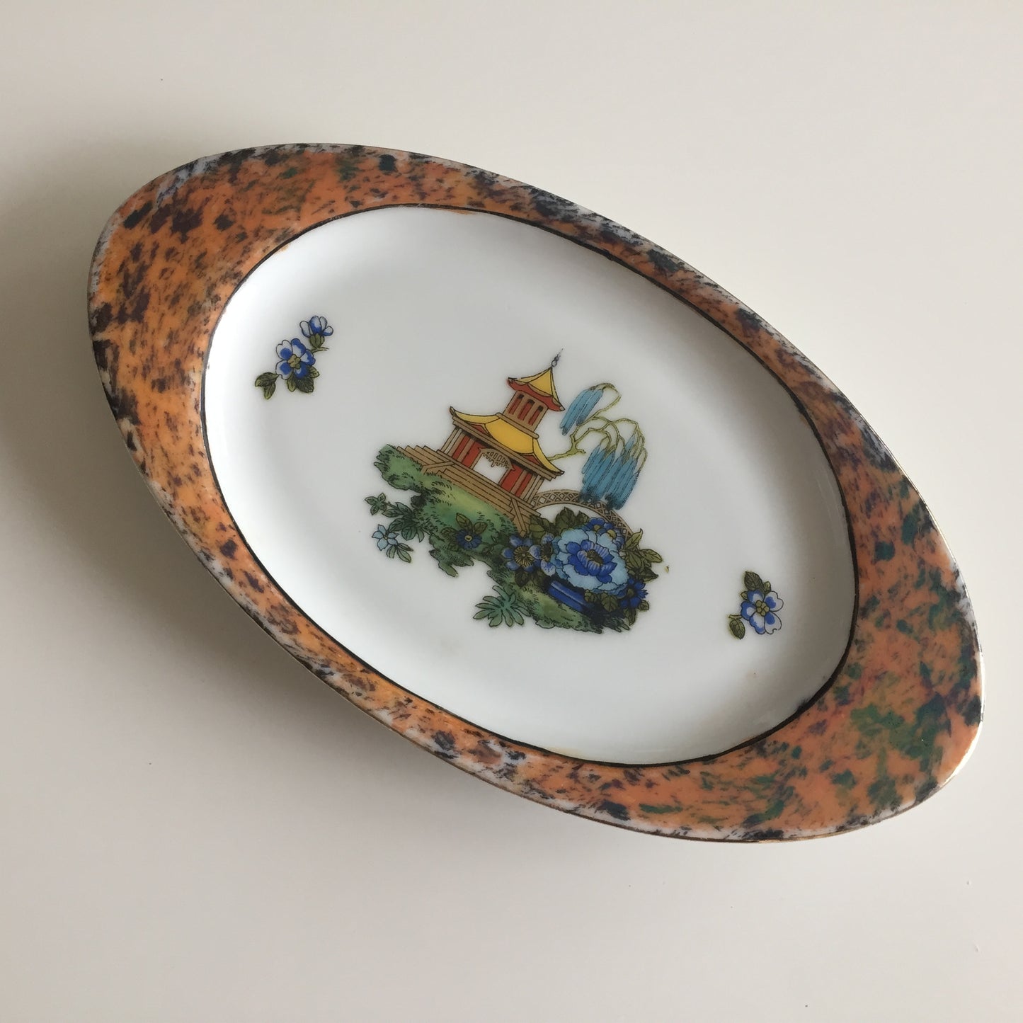 Moschendor Bavaria Vintage Ring Dish Duo, Oriental Design, Gold Trim