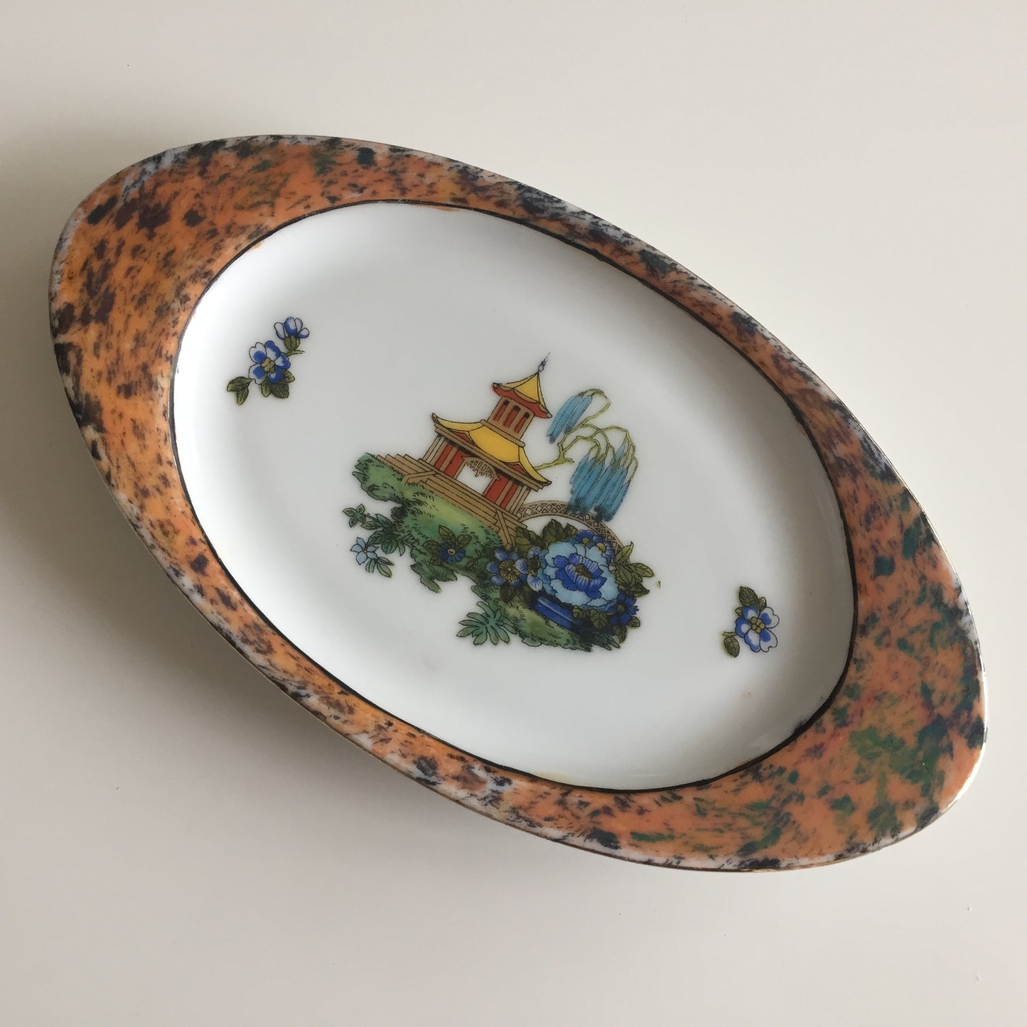 Moschendor Bavaria Vintage Ring Dish Duo, Oriental Design, Gold Trim