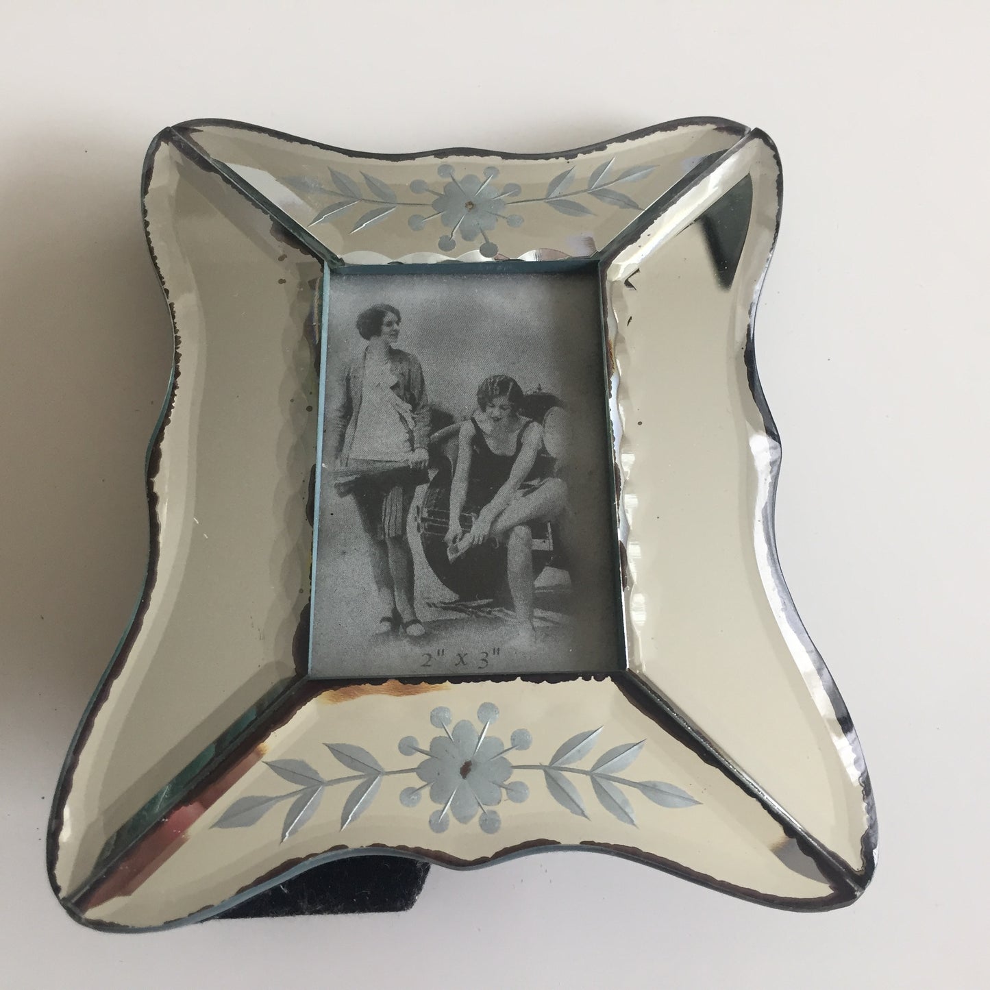 Murano Glass Etched & Bevelled Mirror Photo Frame Venetian | Italian Vintage