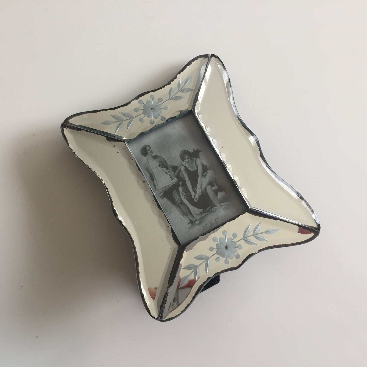 Murano Glass Etched & Bevelled Mirror Photo Frame Venetian | Italian Vintage