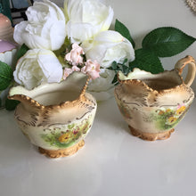 Load image into Gallery viewer, Collectible Antique Hand Painted Crown Devon Creamer &amp; Sugar Bowl Set