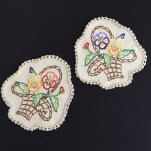 Load image into Gallery viewer, Australian Vintage Hand Embroidered Linen Doily Pair