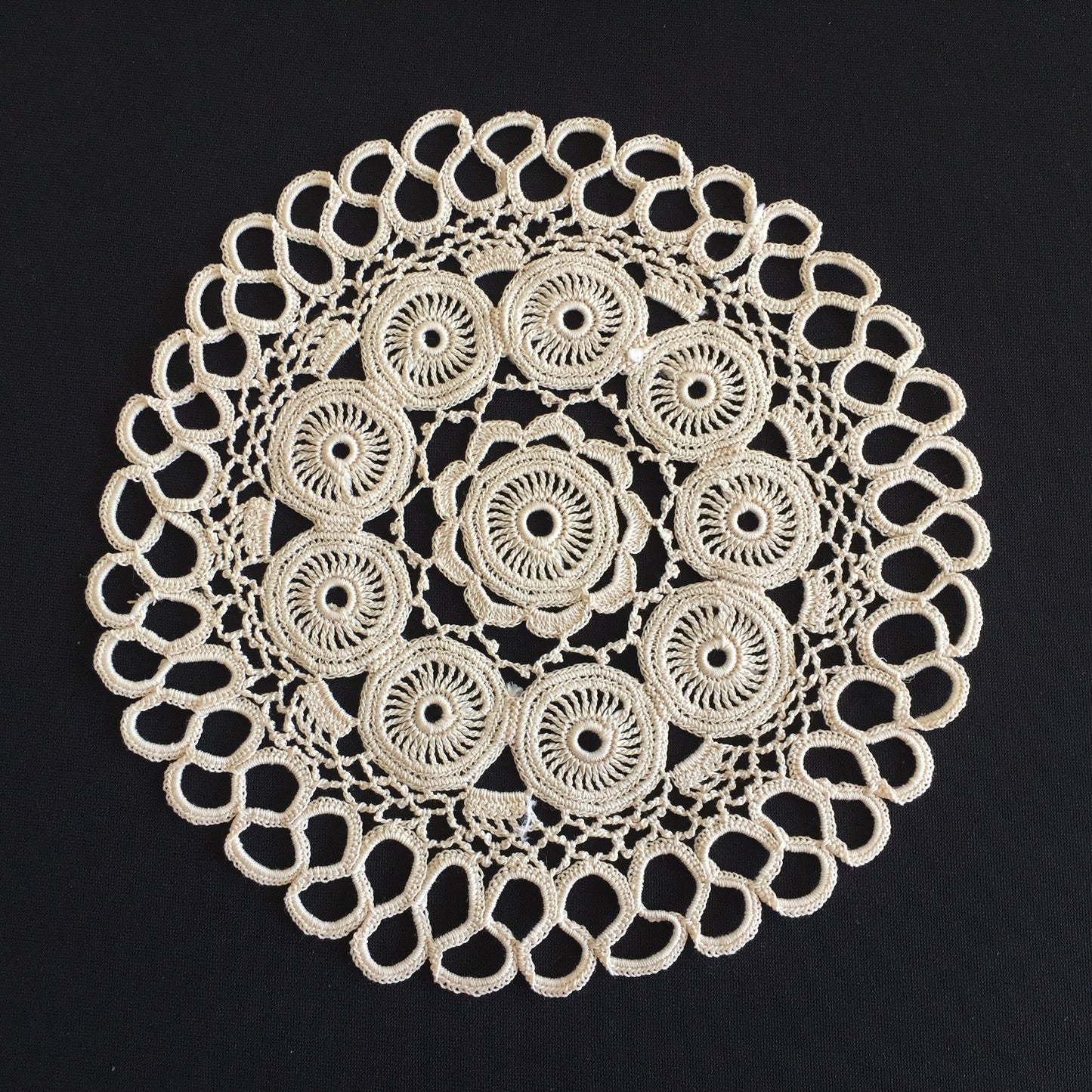 Picot Bigouden Rare French Vintage Handmade Crochet Lace Doilies or Tablecloth
