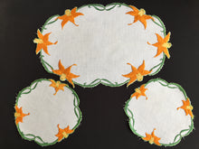 Load image into Gallery viewer, Australian Vintage Hand Embroidered Floral Duchess / Dressing Table Doily Set (3 Piece)