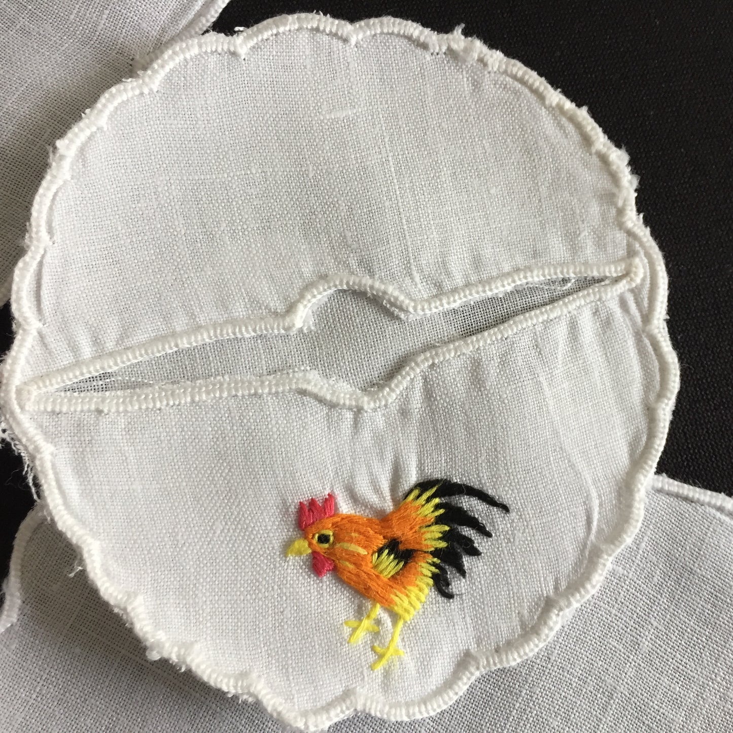 Hen Party Table Decor for 6: Cocktail Napkins & Matching Wine Glass Sleeves | Embroidered Rooster Pattern