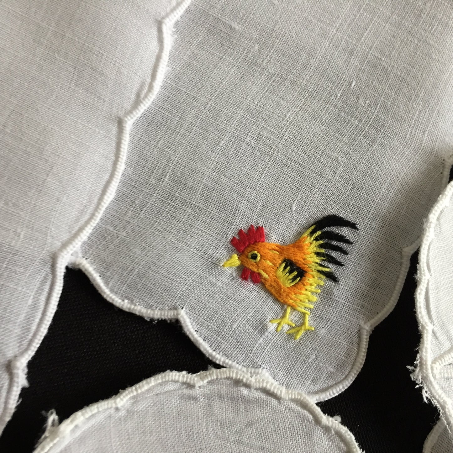 Hen Party Table Decor for 6: Cocktail Napkins & Matching Wine Glass Sleeves | Embroidered Rooster Pattern