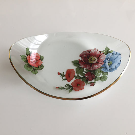 Chance Glass Oval Fiesta Anemone Pattern Soap Dish Bathroom Cottagecore Decor