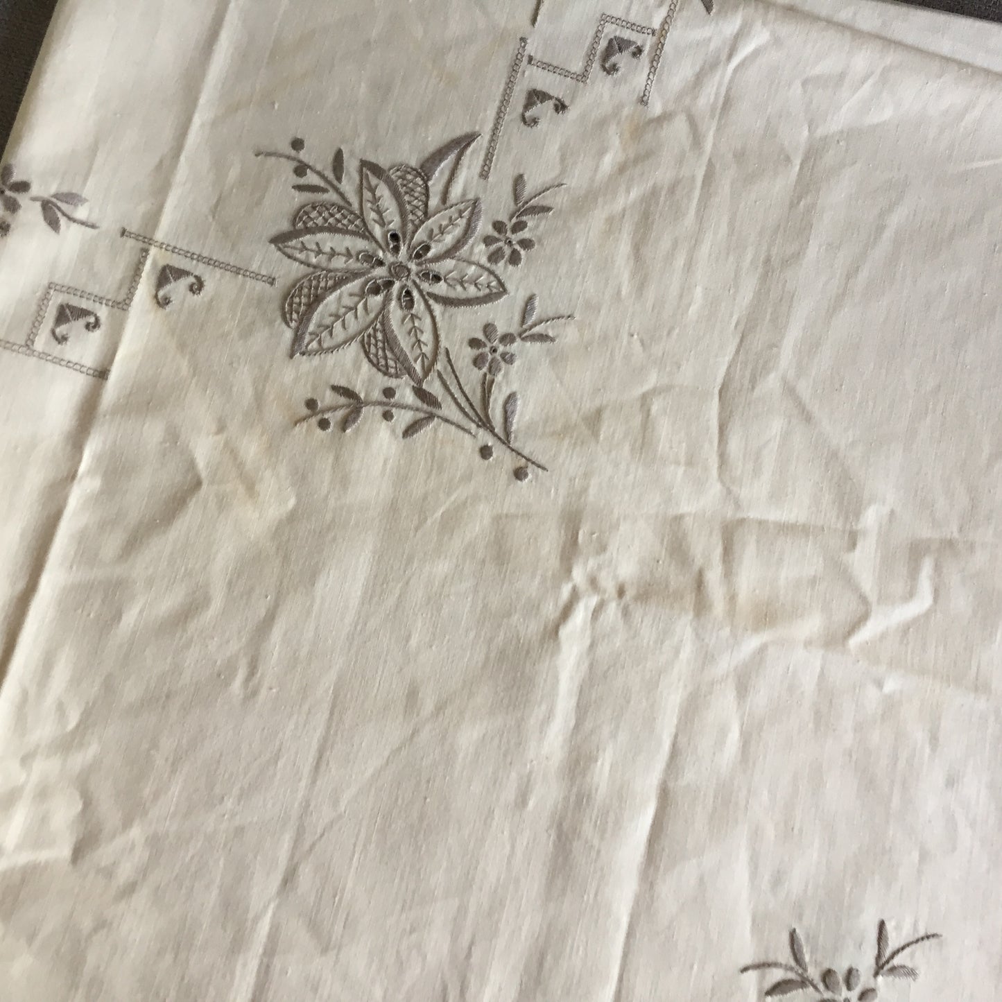 Unused Vintage Madeira Cutwork Handmade Embroidered Supper Cloth