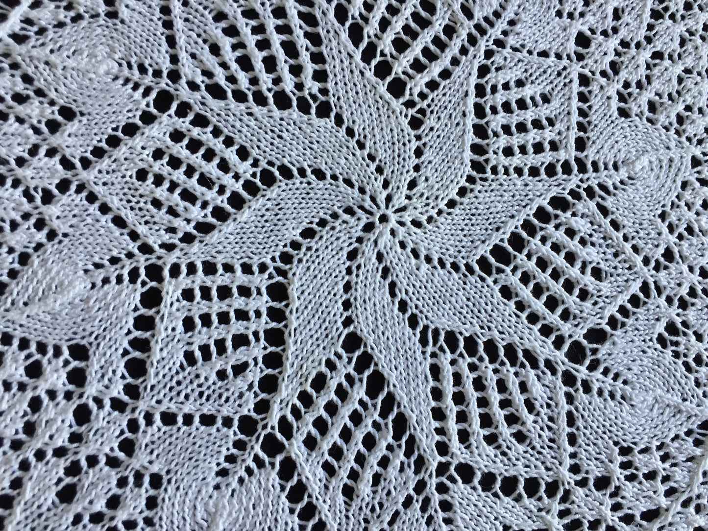 Shetland Style Hand Knitted White Cotton Lace Placemat