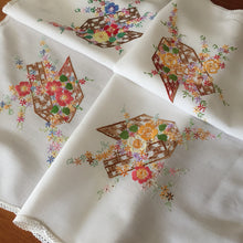 Load image into Gallery viewer, Australian Vintage Hand Embroidered Linen Tablecloth