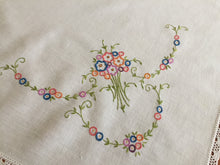 Load image into Gallery viewer, Australian Vintage Hand Embroidered Linen Tablecloth