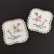 Load image into Gallery viewer, Australian Vintage Hand Embroidered Linen Doily Pair