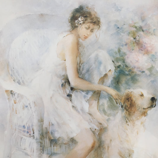 Willem Haenraets Print "FRIENDSHIP" in Distressed Gold Tone Frame Vintage Wall Decoration