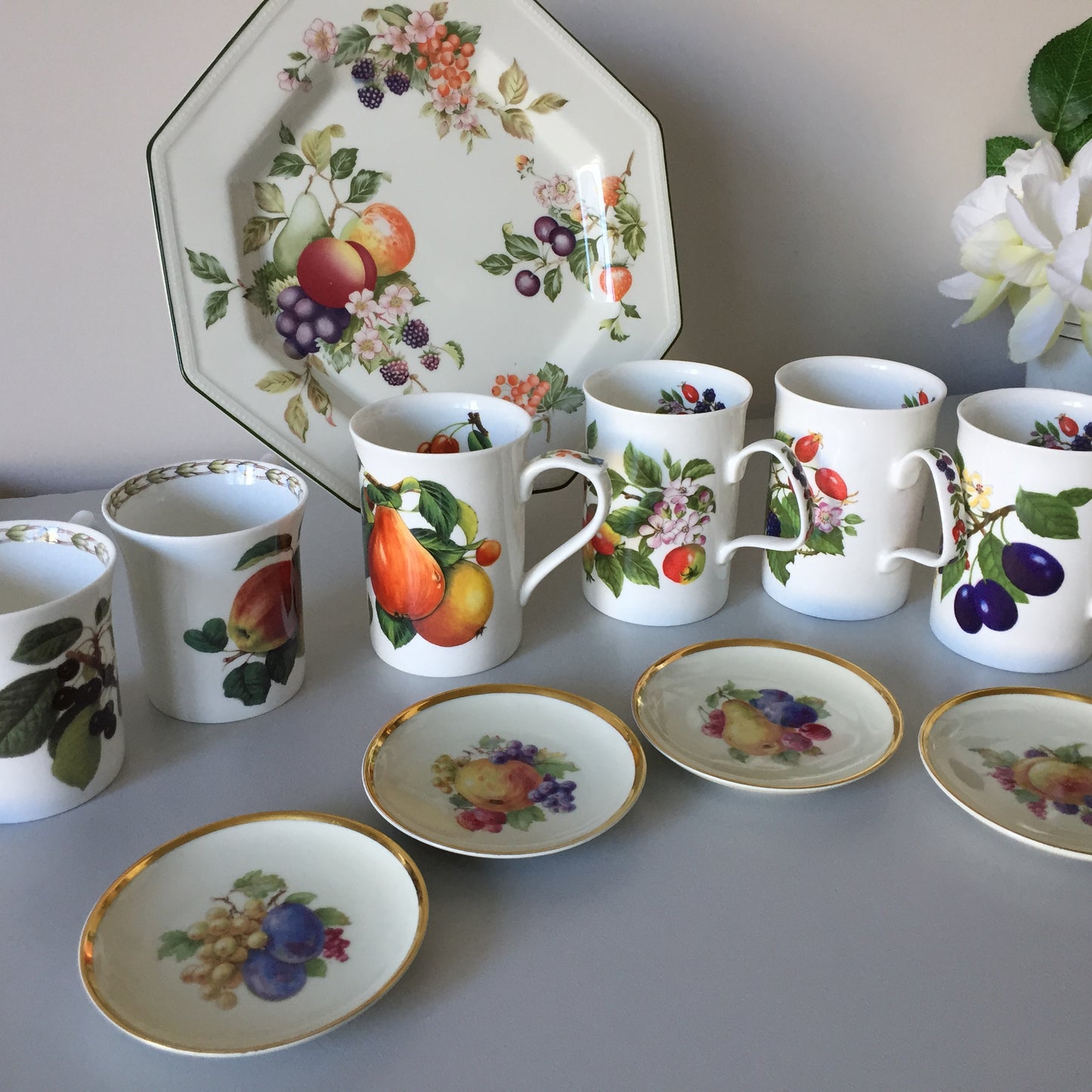 Fresh Fruit Themed Ceramic Collection: Mugs, Plates Vintage European