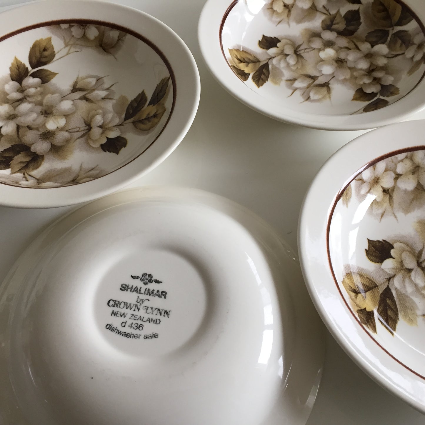 Vintage Crown Lynn NZ  Shalimar Set of 4 Cereal | Soup | Compote Bowls