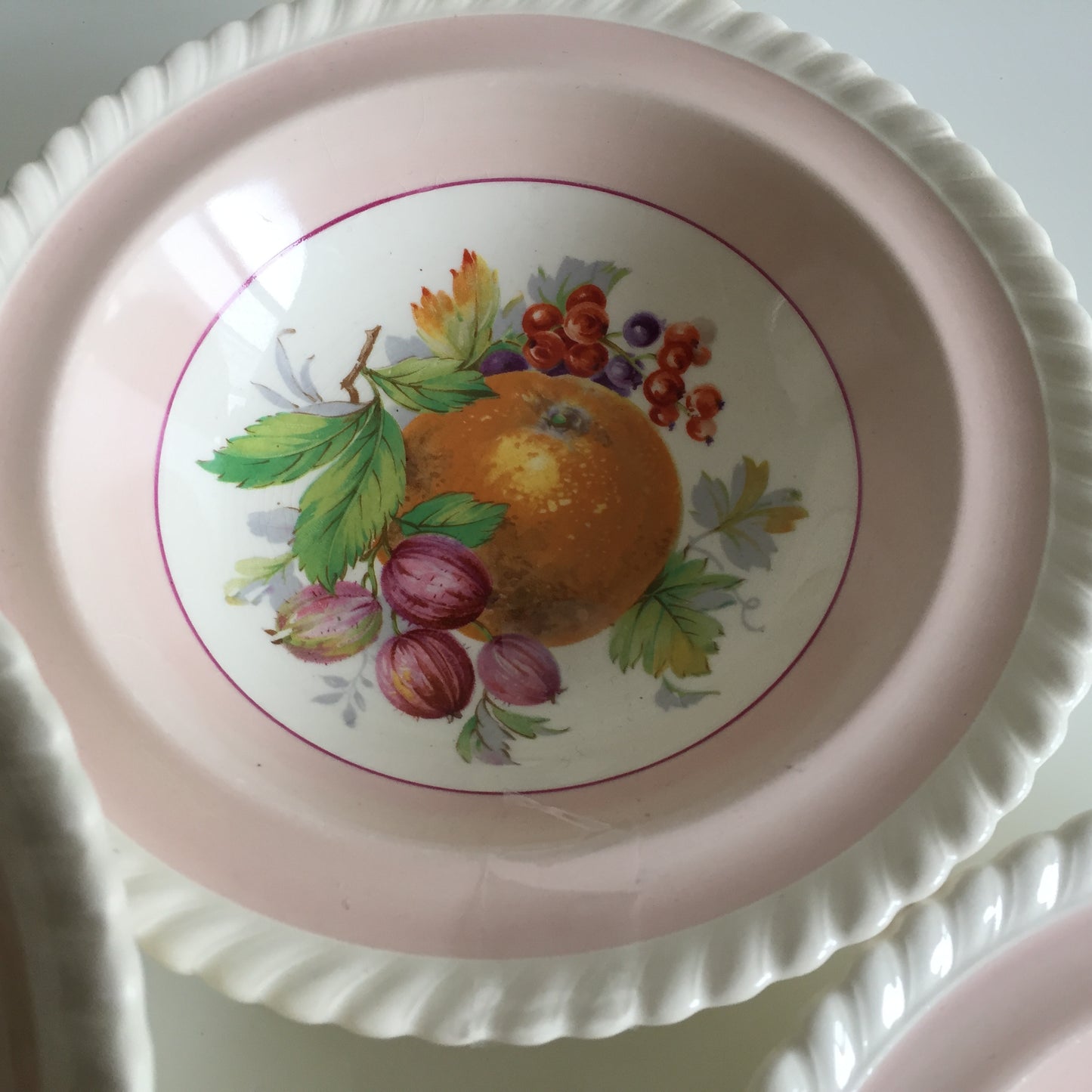 Johnson Brothers Old English Set of 6 Pink California Fruit Compote Bowls