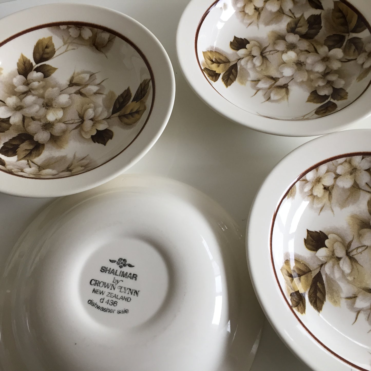 Vintage Crown Lynn NZ  Shalimar Set of 4 Cereal | Soup | Compote Bowls