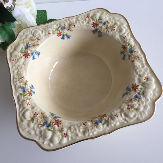 Crown Ducal Florentine Snack | Fruit | Salad Bowl | Tureen | Square Embossed Rim