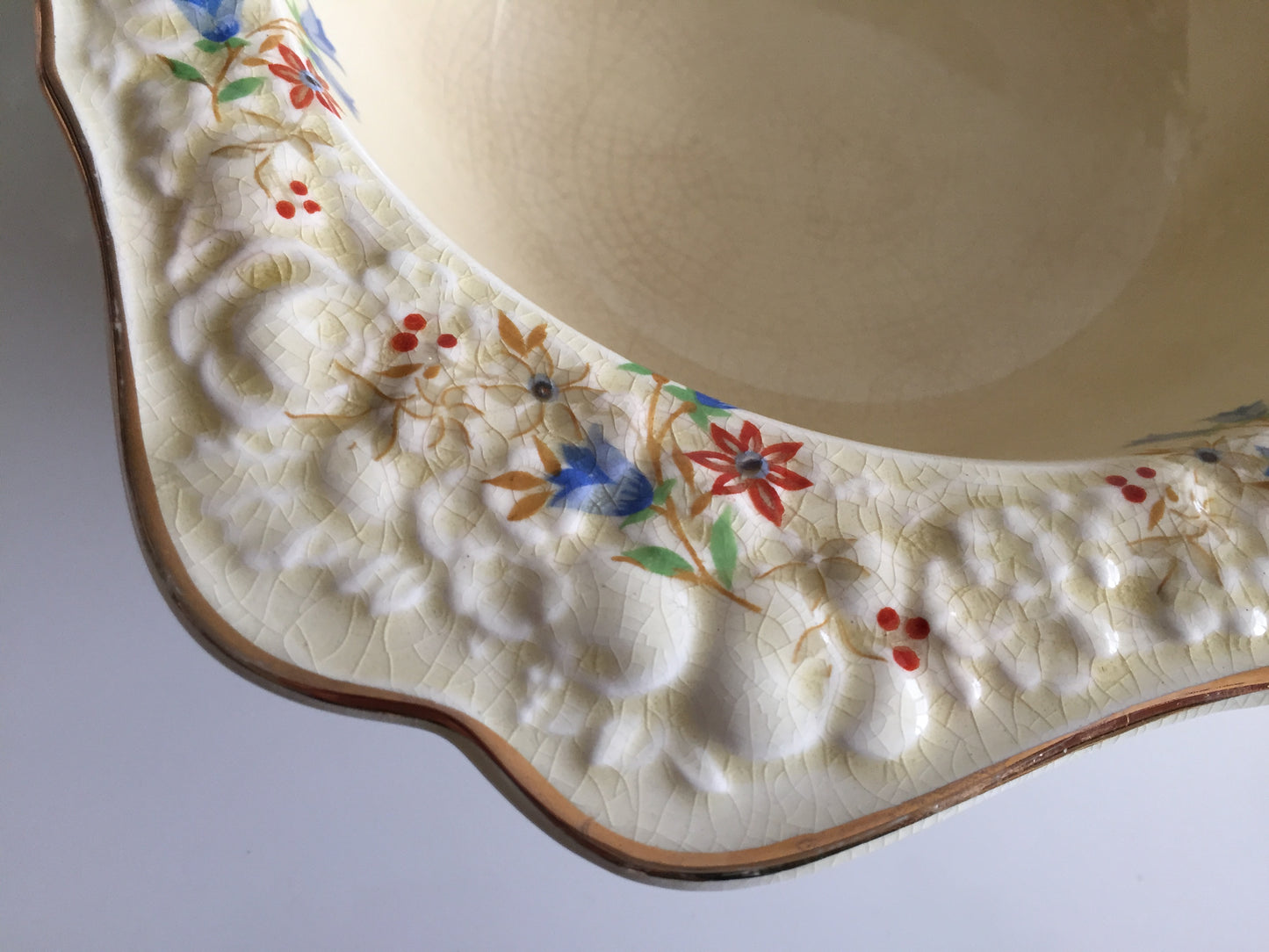 Crown Ducal Florentine Snack | Fruit | Salad Bowl | Tureen | Square Embossed Rim