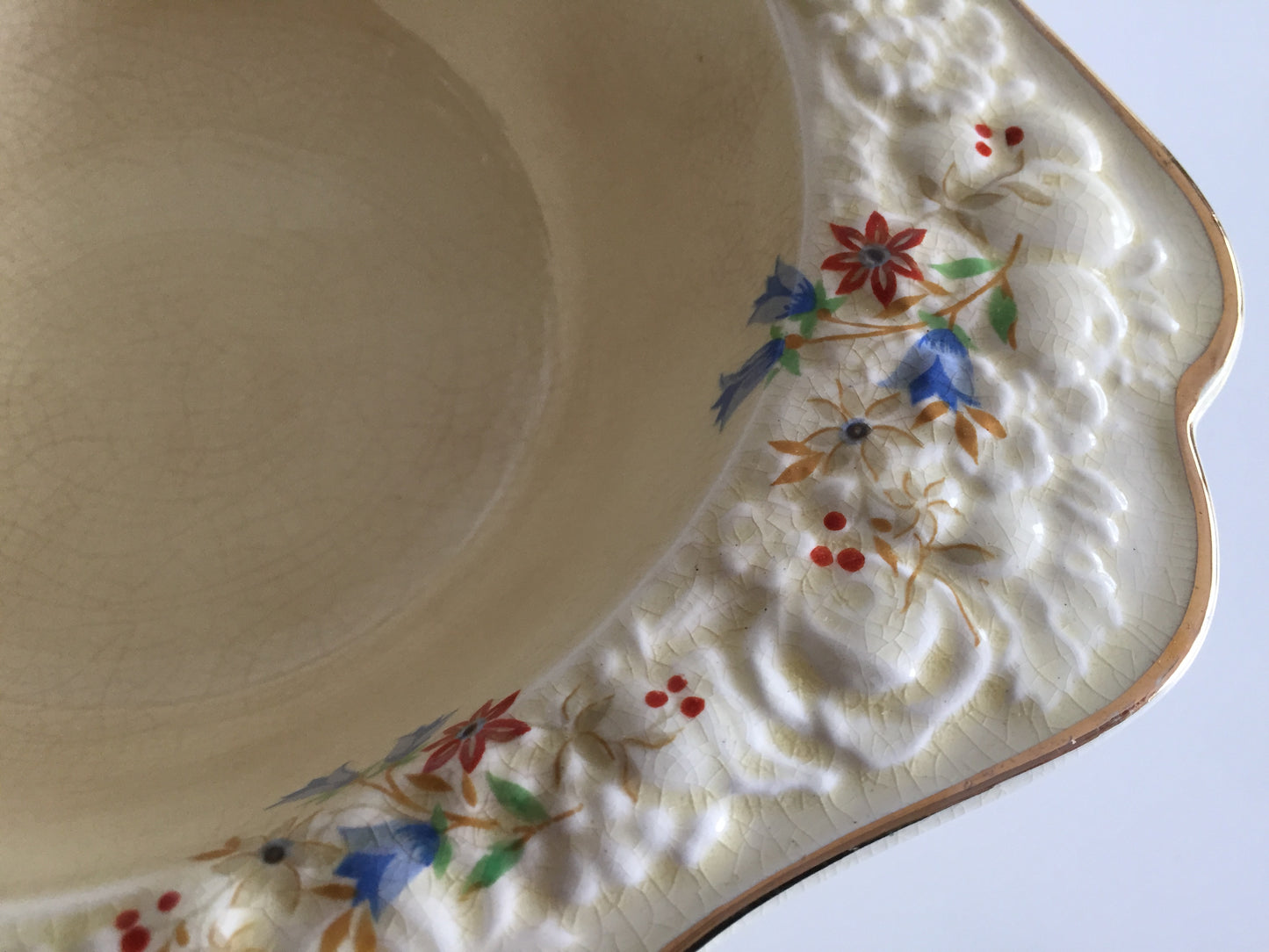Crown Ducal Florentine Snack | Fruit | Salad Bowl | Tureen | Square Embossed Rim