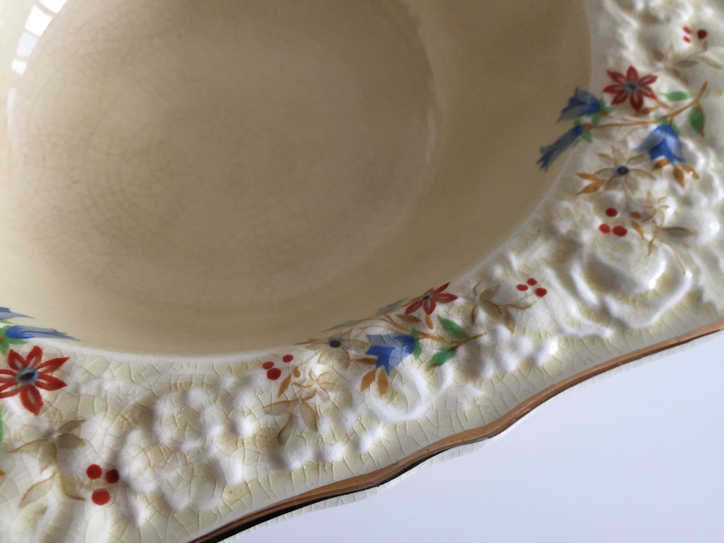 Crown Ducal Florentine Snack | Fruit | Salad Bowl | Tureen | Square Embossed Rim