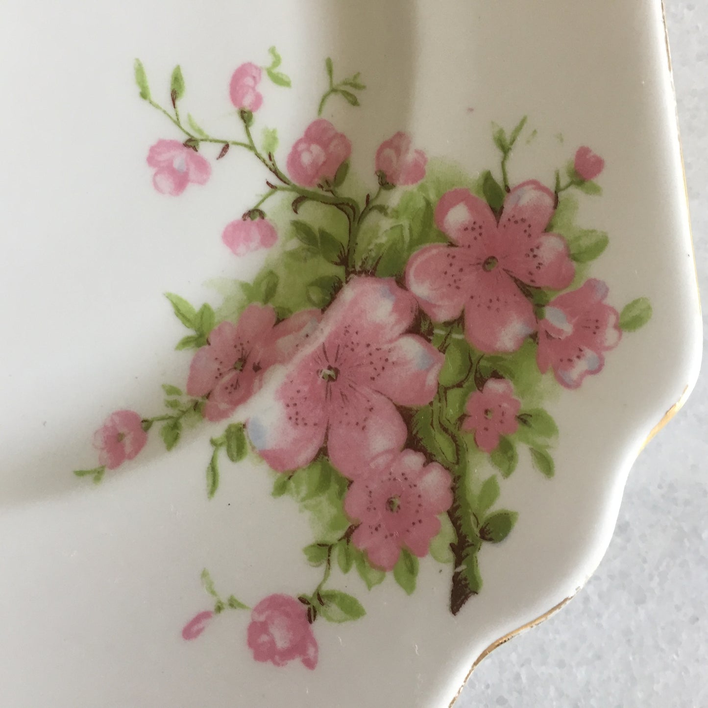 1940s Vintage Square Cake Plate Cherry Blossom Pattern, Made in England