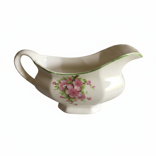 James Kent Old Foley Gravy Boat with Pink Blossom Pattern 1940s Vintage