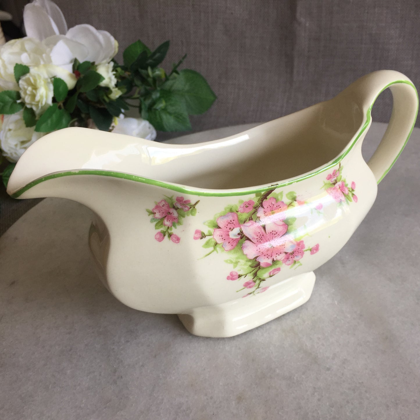 1940s Vintage Square Cake Plate Cherry Blossom Pattern, Made in England