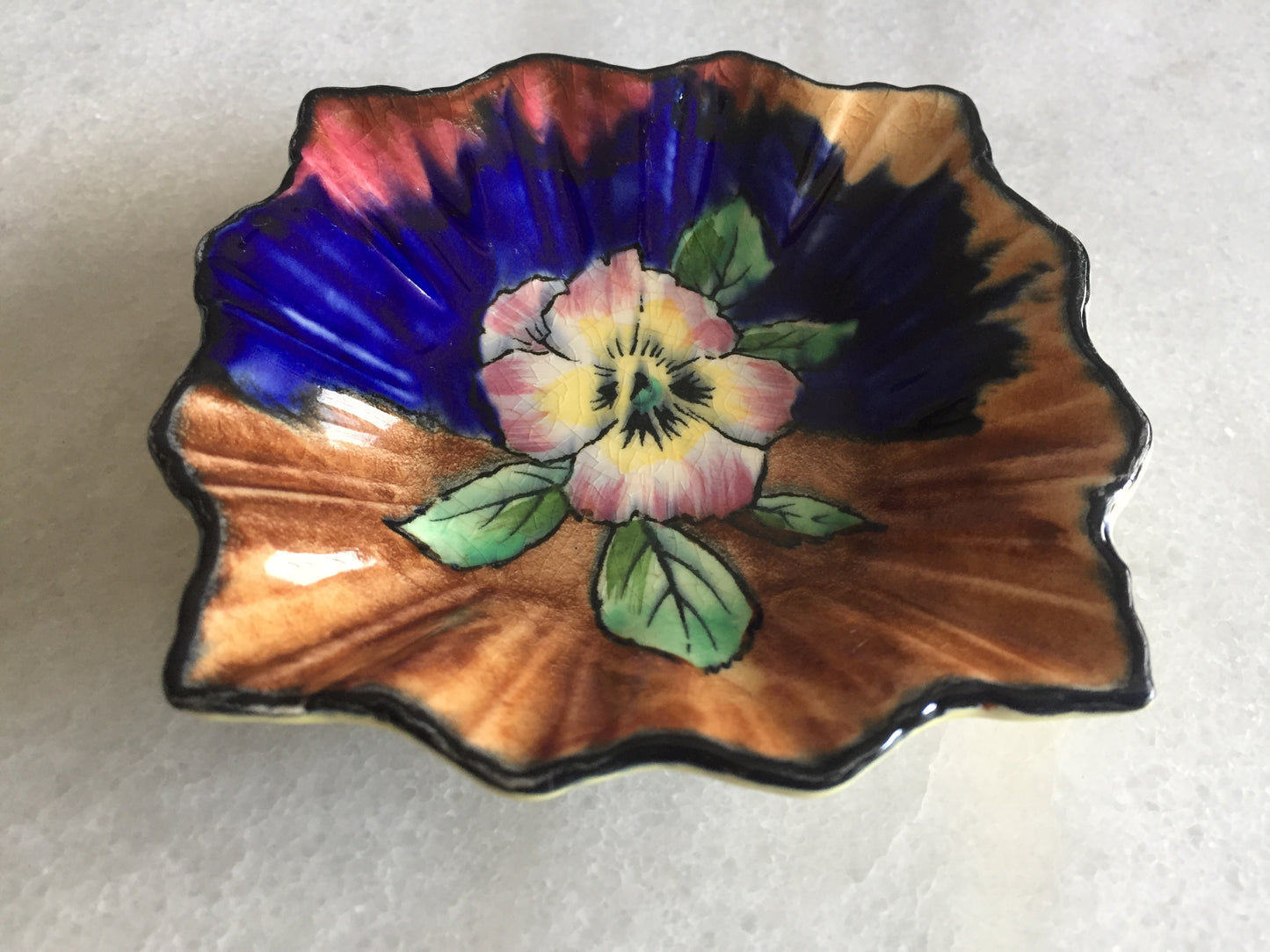 H K Tunstall 1930s Art Deco Vintage Porcelain Pin Dish VIOLA