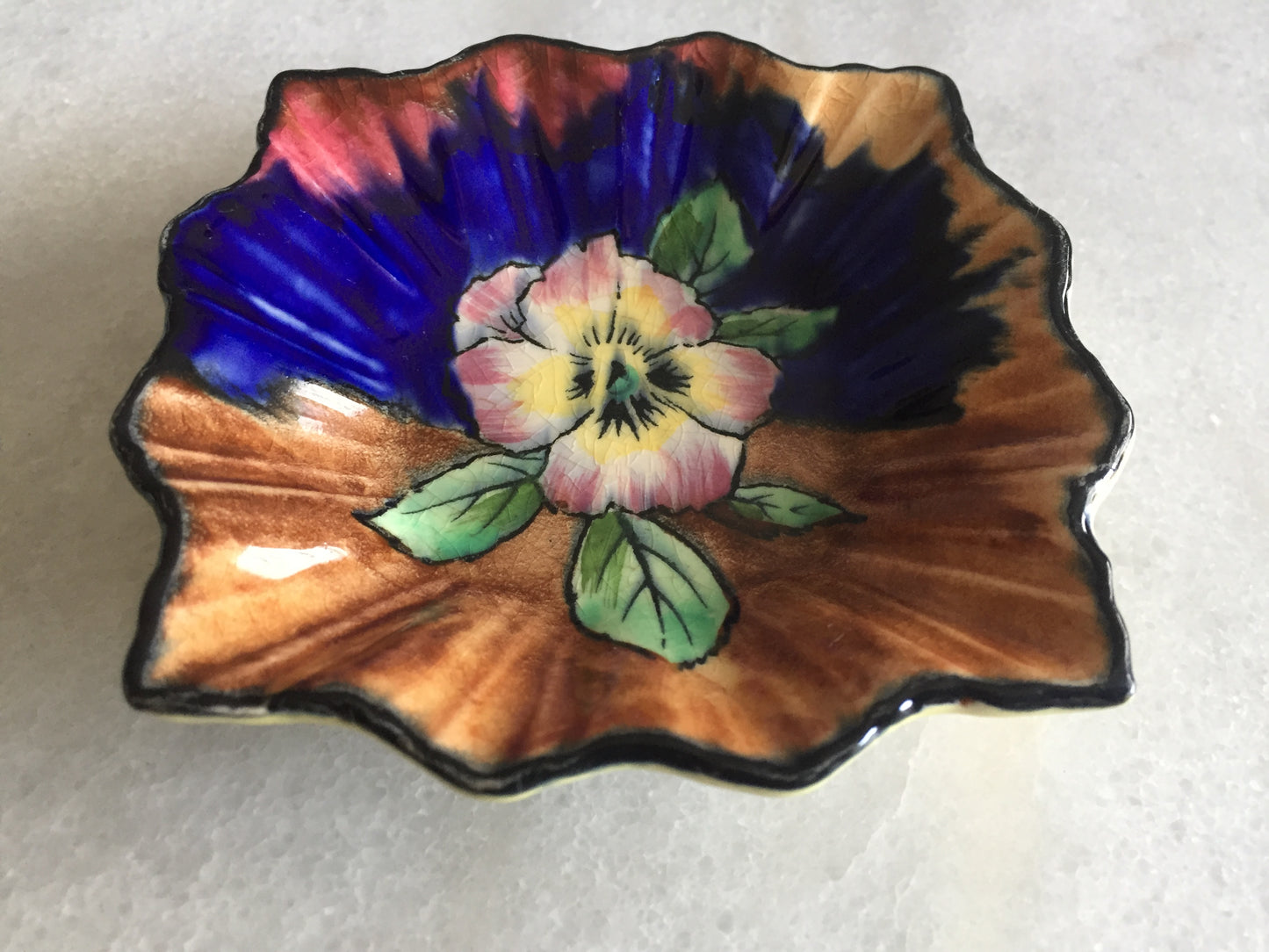 H K Tunstall 1930s Art Deco Vintage Porcelain Pin Dish VIOLA