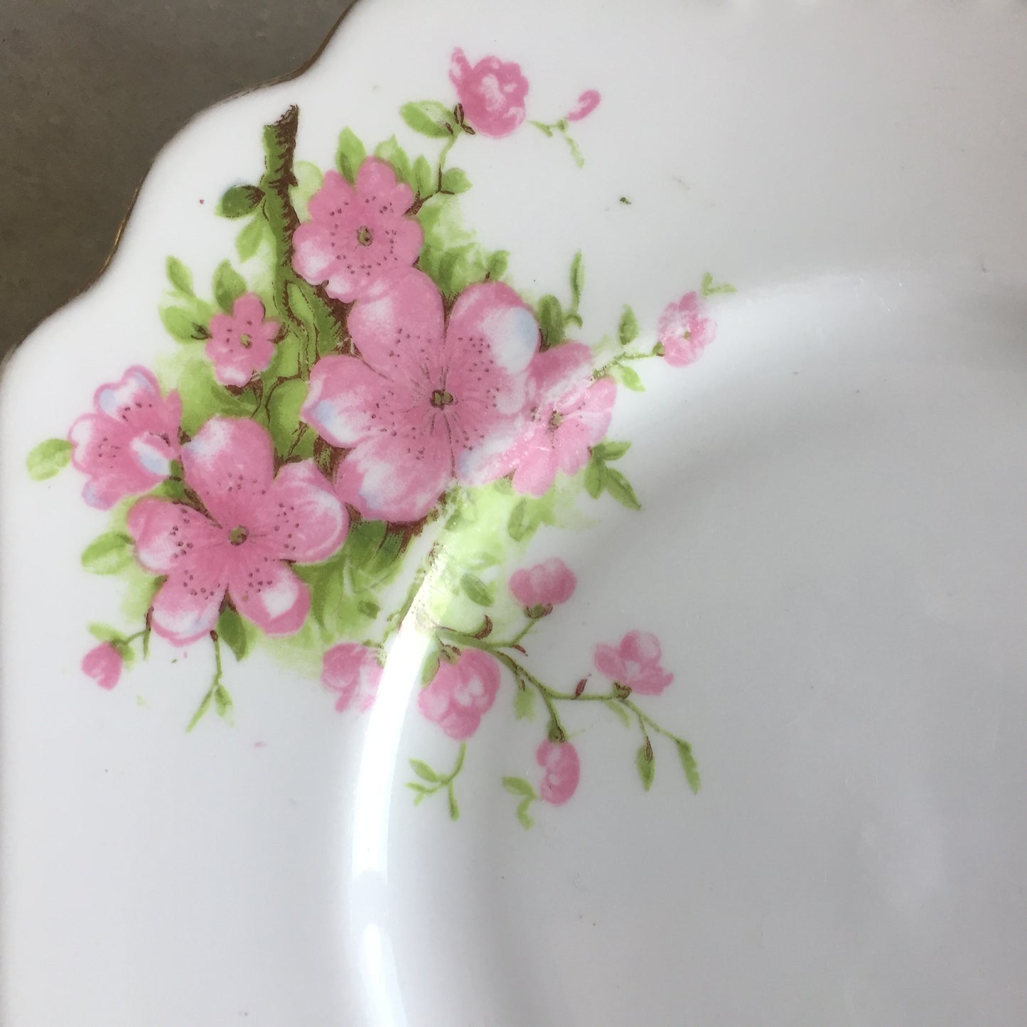 1940s Vintage Square Cake Plate Cherry Blossom Pattern, Made in England