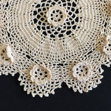 Load image into Gallery viewer, Crocheted Beige Cotton Lace Doily with 3D Irish Rose Pattern